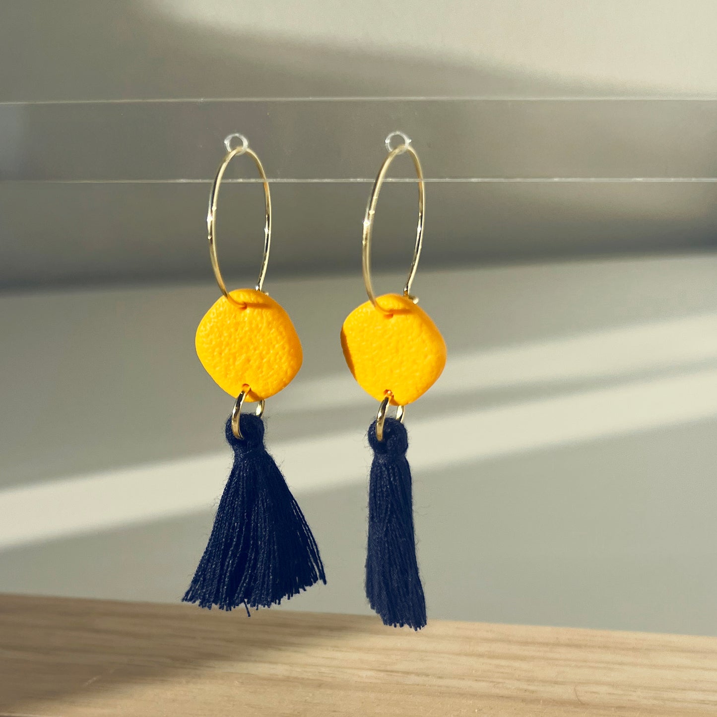 Organic Circle + Tassel Delicate Hoops