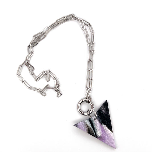 Silver charm-holder paperclip necklace