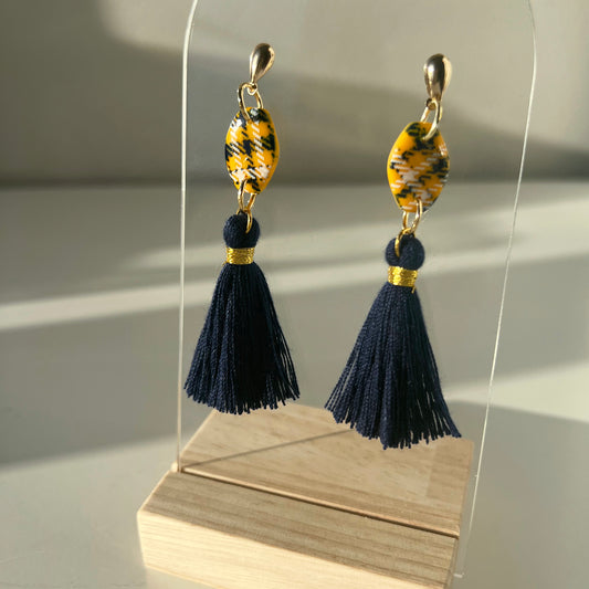 Houndstooth Bead + Tassel Dangle