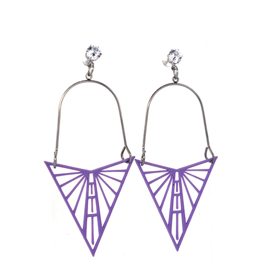Large Wireframe Valkyrie VIolet Dangles