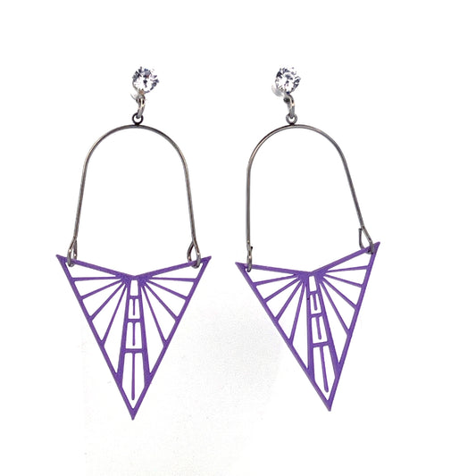 Large Wireframe Valkyrie VIolet Dangles