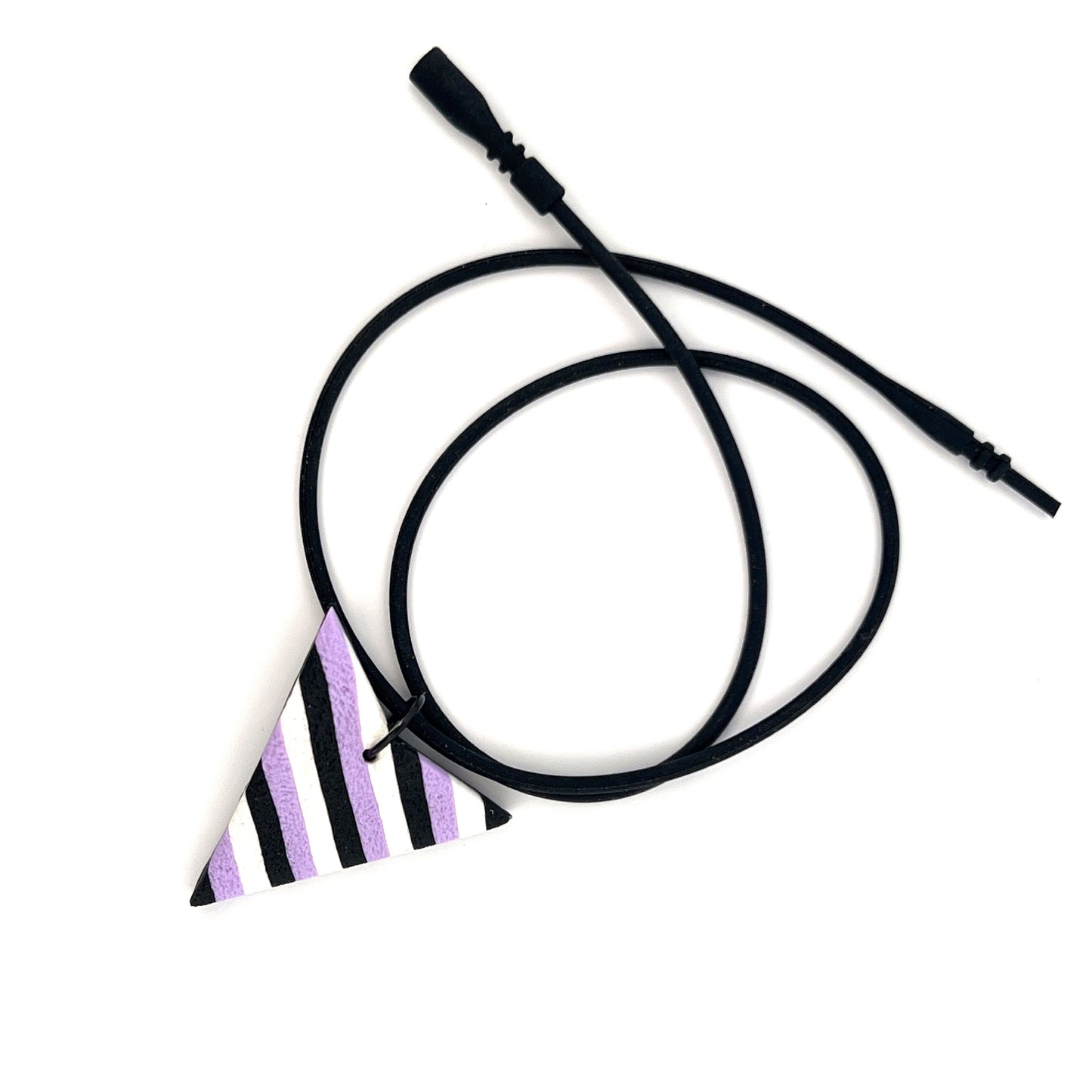 Black tube necklace with striped pendant