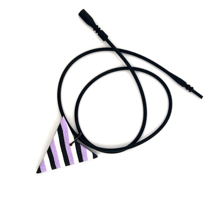 Black tube necklace with striped pendant