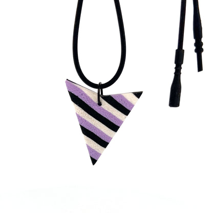 Black tube necklace with striped pendant
